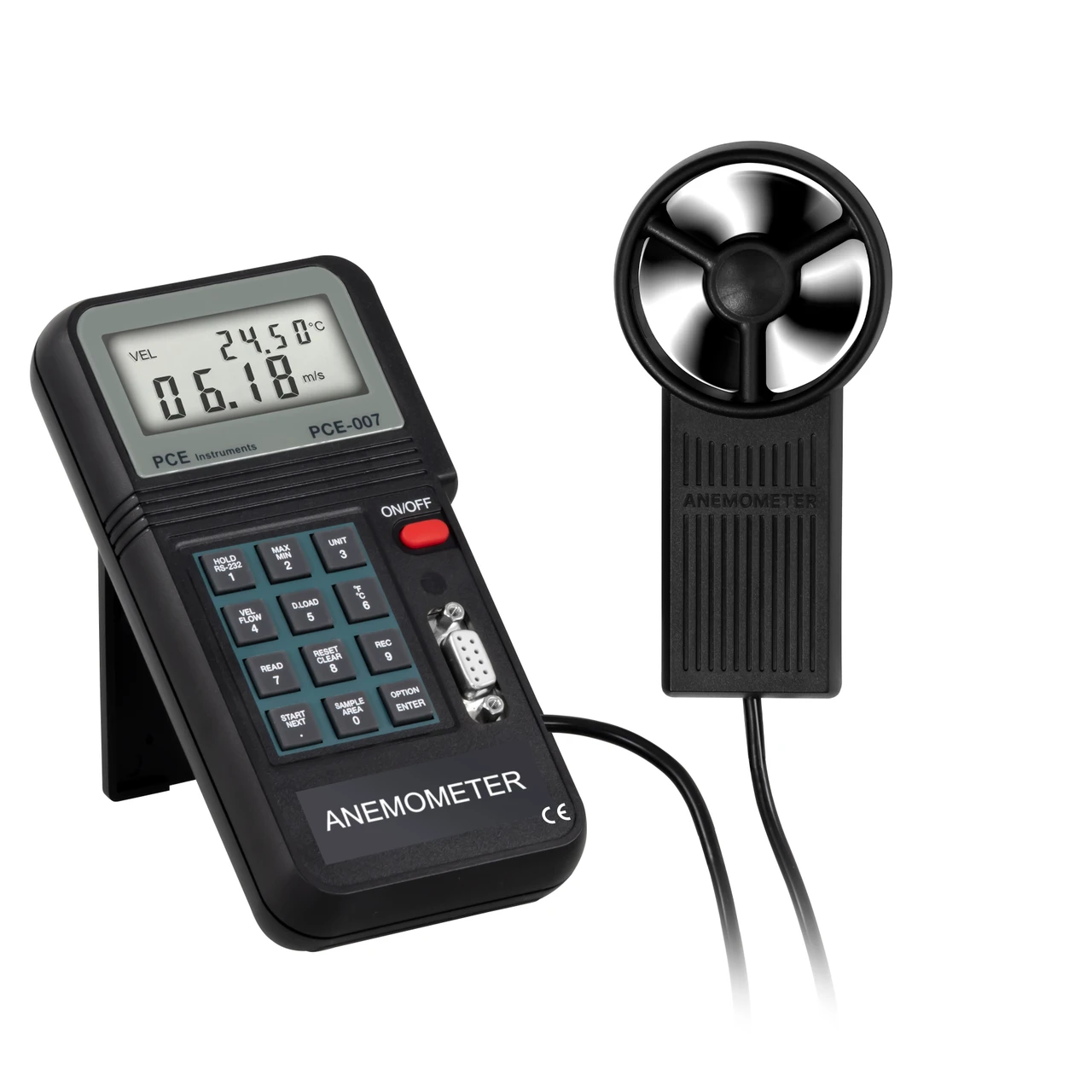 PCE Instruments Anemometer Wind Speed Air Temperature Measurement Device (PCE-007)