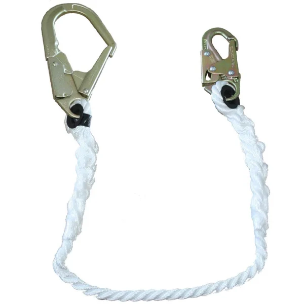PeakWorks V8151204 Fall Protection Restraint Lanyard with Rope, Snap and Hooks