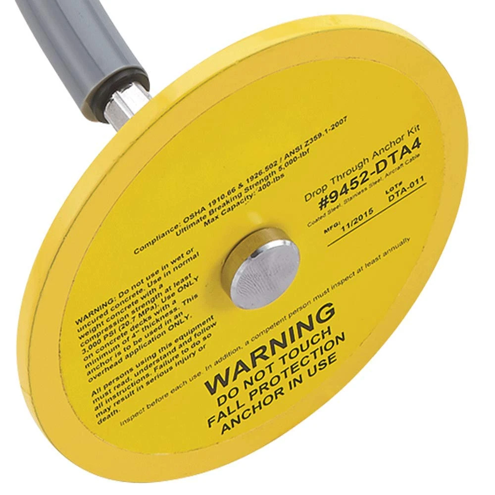 PeakWorks V8223145 Resuable Steel Drop Thru Anchor, Yellow, 12" x 8" — product image 4