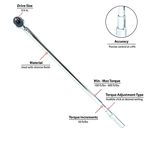 Performance Tool M204 3/4" Drive Torque Wrench with LH/RH Thread Capabilities — product image 2