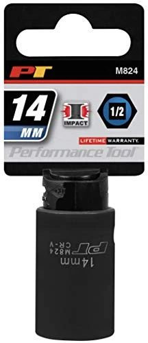 Performance Tool M824 1/2 Dr. 6-Point Impact Socket, 14mm