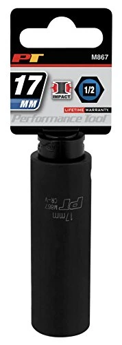 Performance Tool M867 1/2 Drive 6pt Impact Socket, 17mm