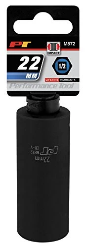 Performance Tool M872 1/2 Drive 6pt Impact Socket, 22mm