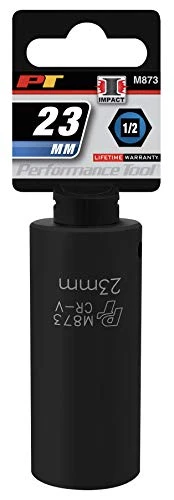 Performance Tool M873 1/2 Drive 6pt Impact Socket, 23mm