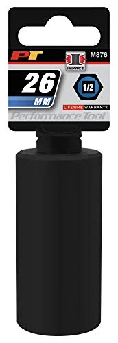 Performance Tool M876 1/2" Drive 6pt Impact Socket, 26mm