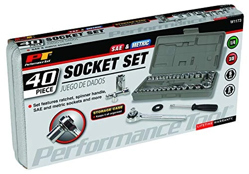 Performance Tool W1173 SAE/Metric 40-Piece Socket Set (1/4" & 3/8" Drive) Silver — product image 3