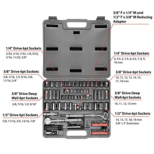Performance Tool W1198 SAE/Metric 100-Piece Socket (1/4", 3/8" & 1/2" Drive) — product image 5