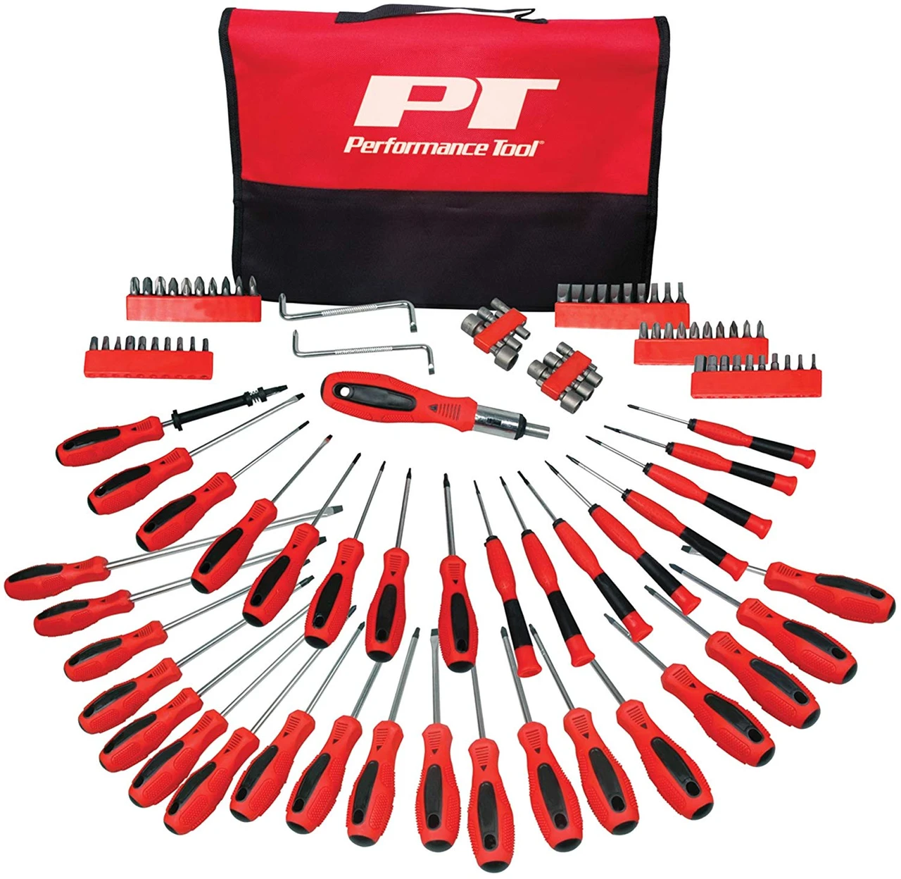 Performance Tool W1721 Screwdriver Set with Pouch, 100-Piece
