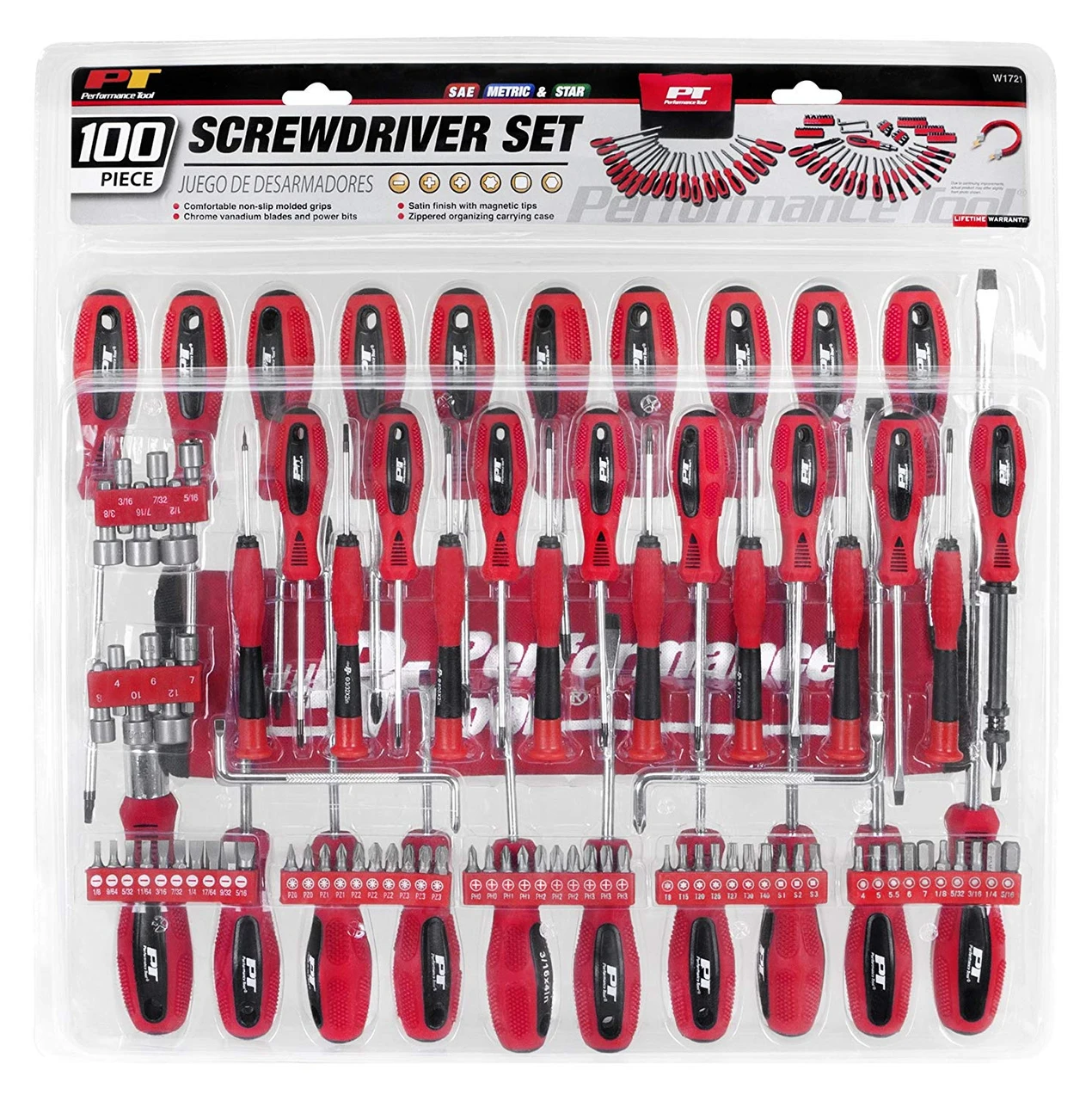 Performance Tool W1721 Screwdriver Set with Pouch, 100-Piece — product image 2