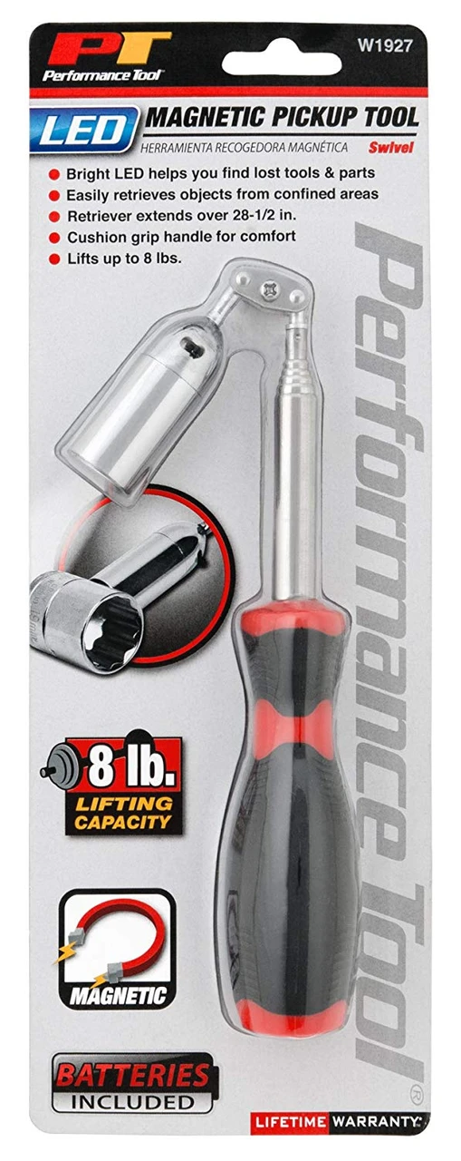 Performance Tool W1927 8lb Swivel LED Magnetic Pickup Tool - 28-1/2" — product image 2