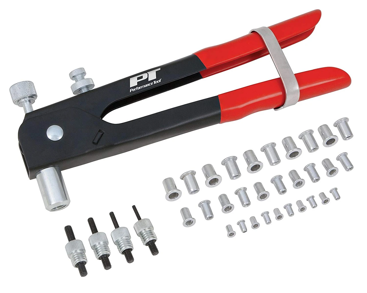 Performance Tool W2006 45-Pc Compact SAE Threaded Hand Rivet Nut/Thread Set Kit