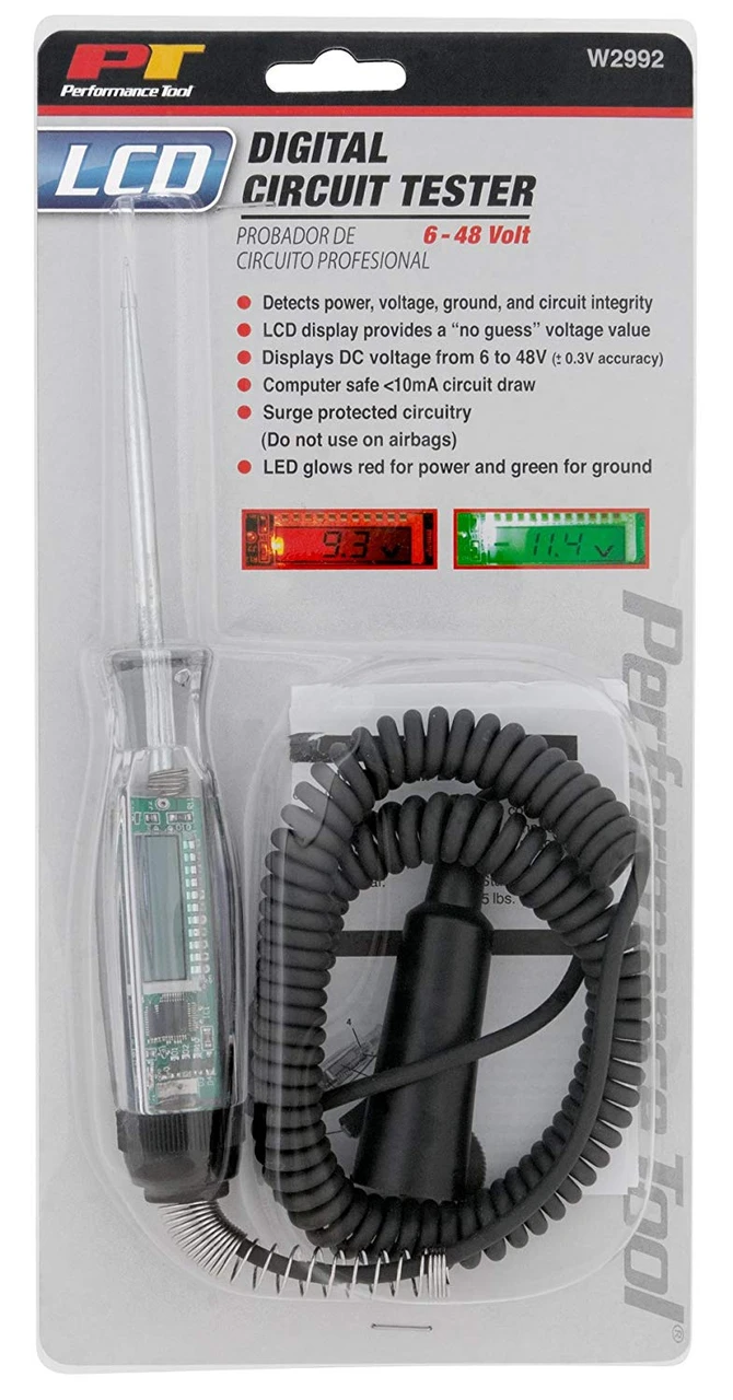 Performance Tool W2992 Computer Safe LCD Digital Circuit Tester 3 to 48 Volt — product image 2
