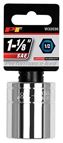 Performance Tool W32036 1/2 Drive 6-Point Socket, 1-1/8