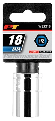 Performance Tool W32218 1/2 Dr 18mm 6Point Socket, 1 Pack