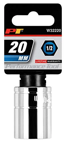 Performance Tool W32220 1/2 Dr 20mm 6Point Socket, 1 Pack