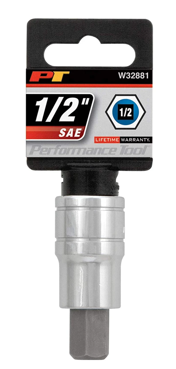 Performance Tool W32881 1/2" Drive Hex Bit Socket, 1/2"