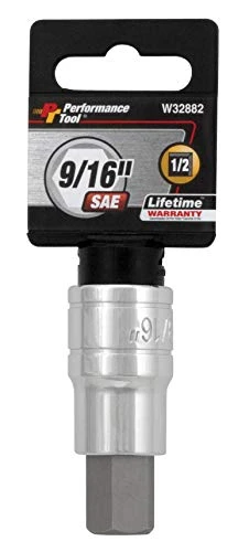 Performance Tool W32882 1/2 Drive Hex Bit Socket, 9/16