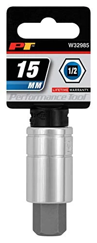 Performance Tool W32985 1/2" Dr. 15mm Hex Bit Socket