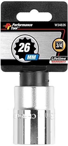 Performance Tool W34826 3/4" Drive 12-Point Standard Socket 26mm