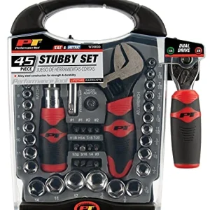 Performance Tool W39000 45 Piece Stubby Socket Set