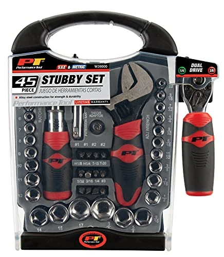 Performance Tool W39000 45 Piece Stubby Socket Set