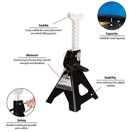 Performance Tool W41006 6 Ton Double Lock Jack Stands (Pair) — product image 5