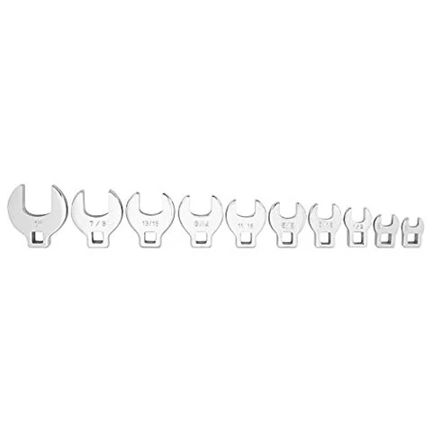 Performance Tool W453 10-Piece SAE Open End Crowfoot Wrench Set
