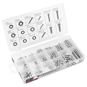 Performance Tool W5358 224pc Stainless Steel Nuts & Bolts Assortment With Case