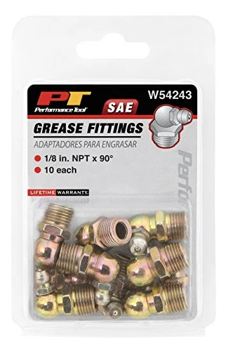 Performance Tool W54243 1/8" NPT 90 Grease Fitting, (Pack of 10)