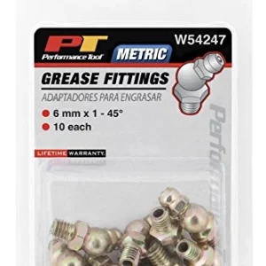 Performance Tool W54247 6mm x 1mm 45? Grease Fitting, (Pack of 10)