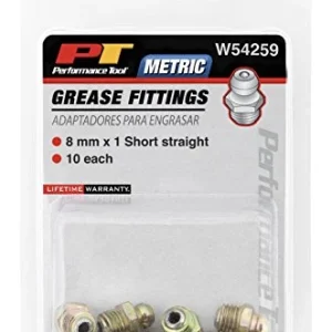 Performance Tool W54259 8mm x 1mm Short Straight Grease Fitting, (Pack of 10)