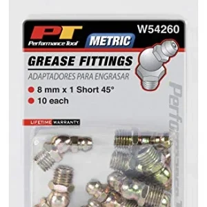 Performance Tool W54260 8mm x 1mm Short 45? Grease Fitting, (Pack of 10)