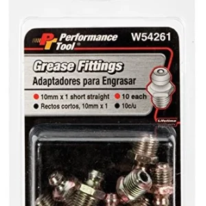 Performance Tool W54261 10mm x 1mm Short Straight Grease Fitting, (Pack of 10)