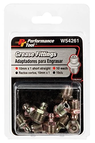 Performance Tool W54261 10mm x 1mm Short Straight Grease Fitting, (Pack of 10)