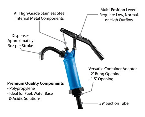 Performance Tool W54268 Lever Action General Purpose Barrel Drum Pump Dispenser — product image 5