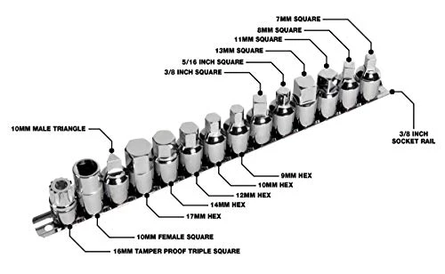 Performance Tool W54287 15 Pcs Drain Plug Socket Set w/ 11mm & 13mm Square Drive — product image 3