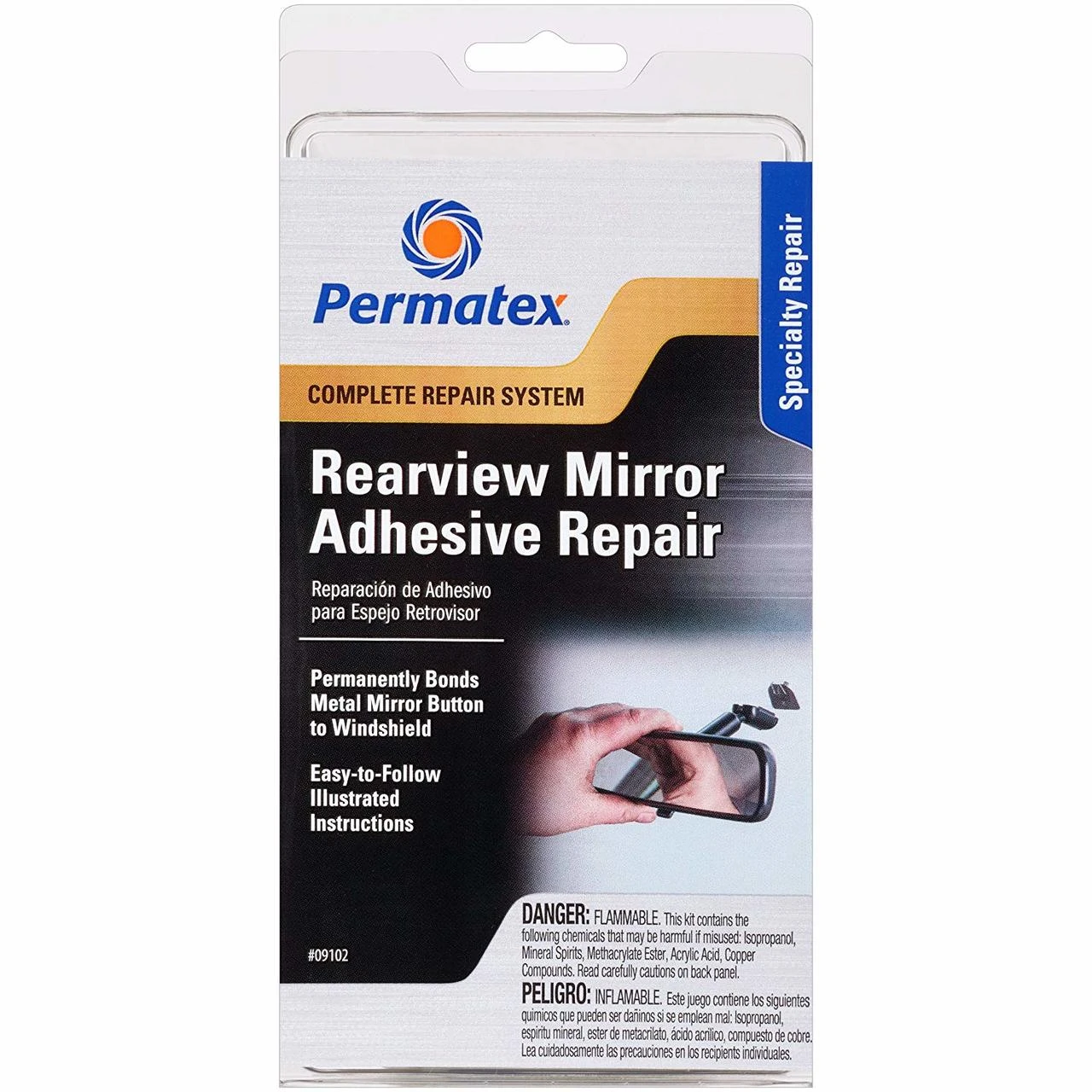 Permatex Rearview Mirror Adhesive Kit for Fast and Reliable Mirror Repairs (09102)