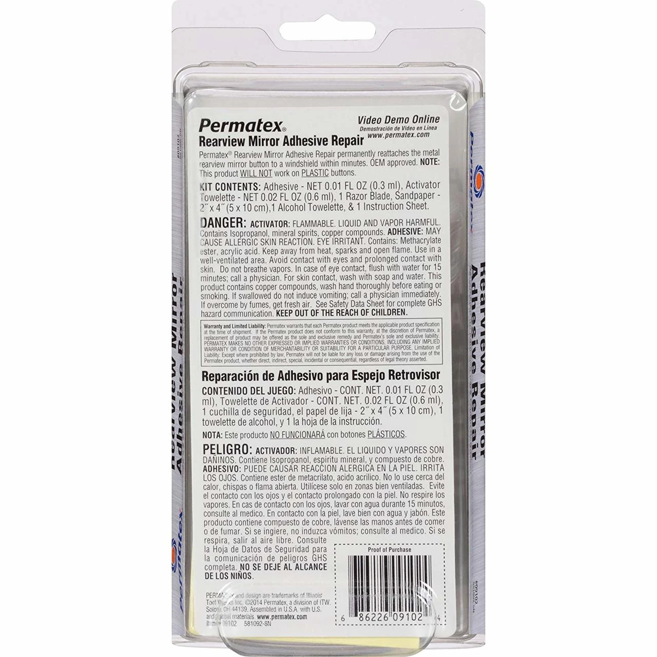 Permatex Rearview Mirror Adhesive Kit for Fast and Reliable Mirror Repairs (09102) — product image 2