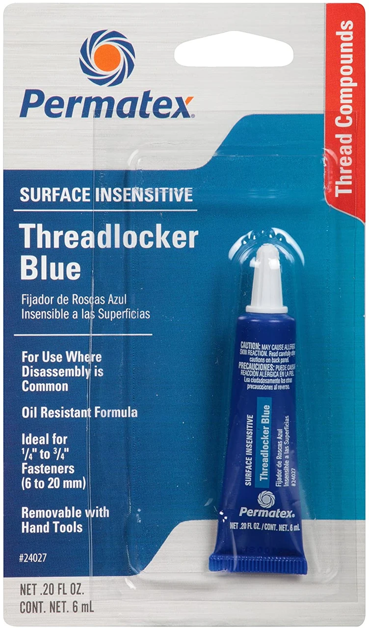 Permatex Surface Insensitive Threadlocker Blue, Medium to High Strength, 0.20 oz (24027)
