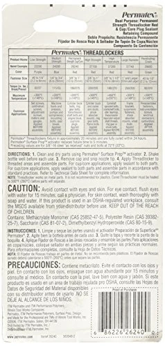 Permatex Permanent Strength Threadlocker Red 36 ml Bottle (26240) — product image 2