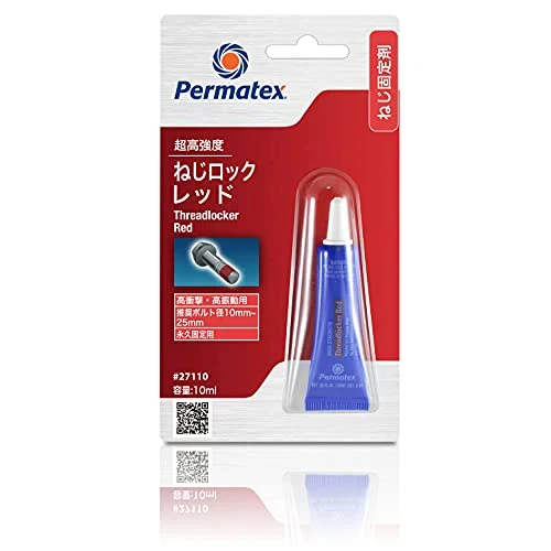 Permatex Red High-Strength Threadlocker 10 mL Bottle Vibration Resistant (27110)