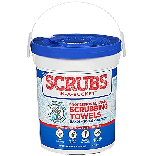 Permatex SCRUBS in-a-Bucket Hand Cleaner Towels with Citrus Scent 72 Count Tub (42274)