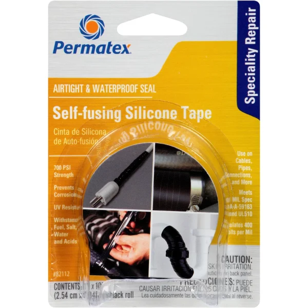 Permatex Self-Fusing Silicone Tape, 10 ft, Chemical Resistant, High Temp Range (82112)