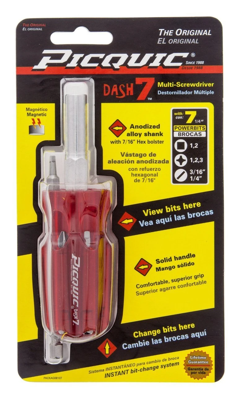 Picquic 08107 Dash 7 Screwdriver w/ P1,2,3, / R1,2 / S 3/16in., 1/4in.