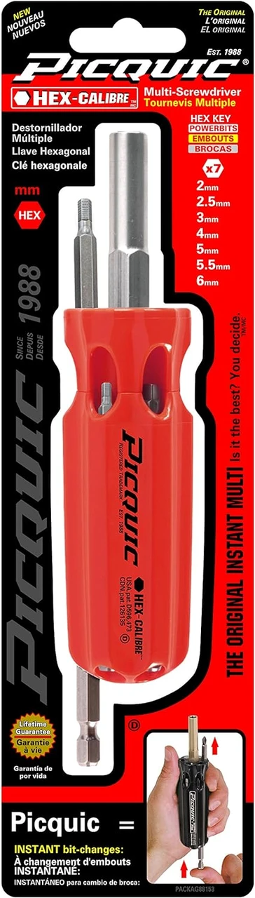Picquic Hex Calibre Multi-Bit Screwdriver W/Seven Metric Hex-Key Bits,Rd (88153) — product image 3