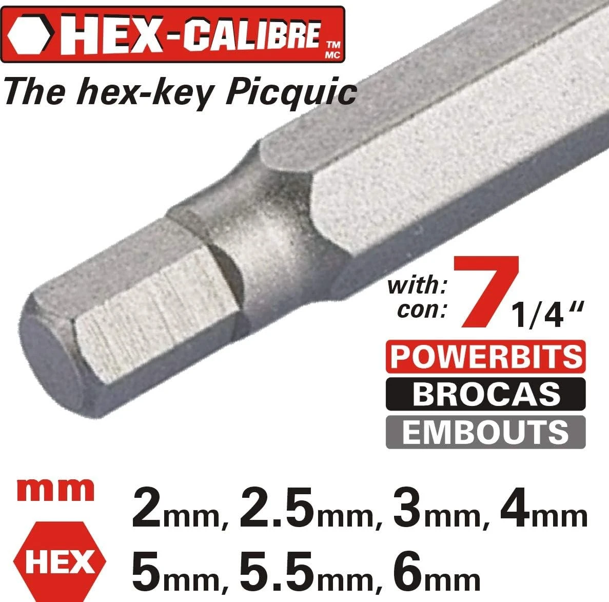Picquic Hex Calibre Multi-Bit Screwdriver W/Seven Metric Hex-Key Bits,Rd (88153) — product image 4