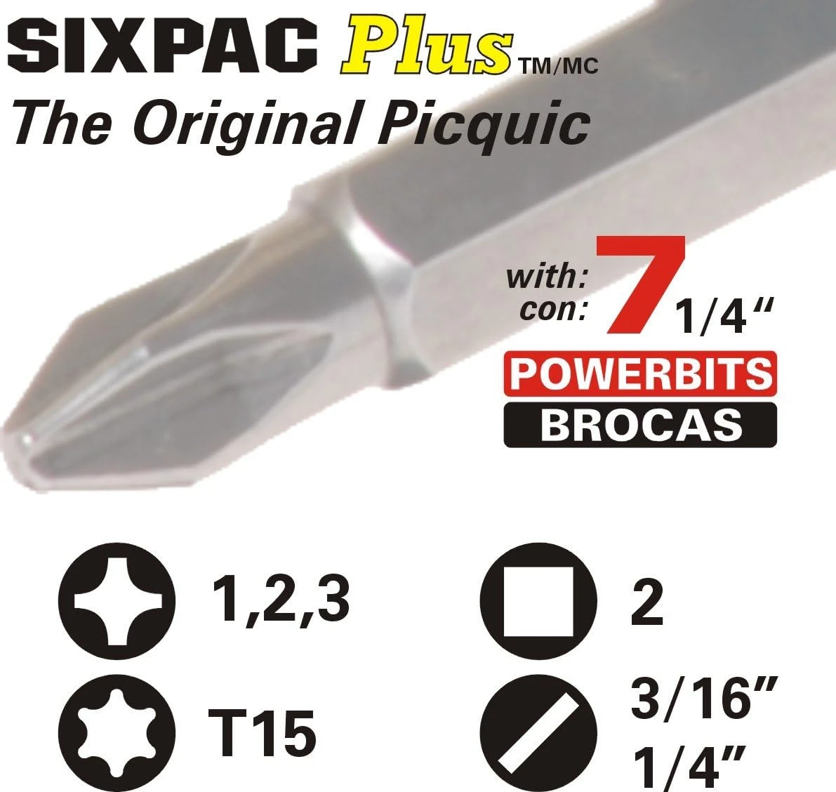 Picquic Sixpac Plus 7 Bit Multi-Bit Screwdriver, Bulk, Black (88101B) — product image 4