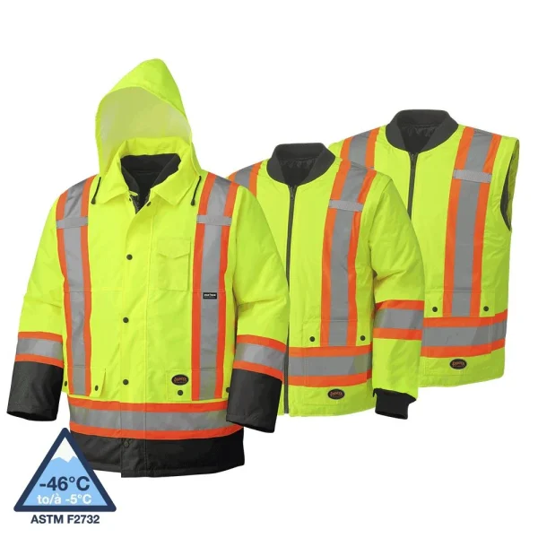 Pioneer Safety 100% Waterproof 7-in-1 Parka, Hi-Vis Yellow/Green (V1120161U-S)