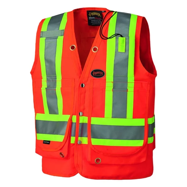 Pioneer Safety Hi-Vis Surveyor Safety Vest Orange (V1020250U-S/M)