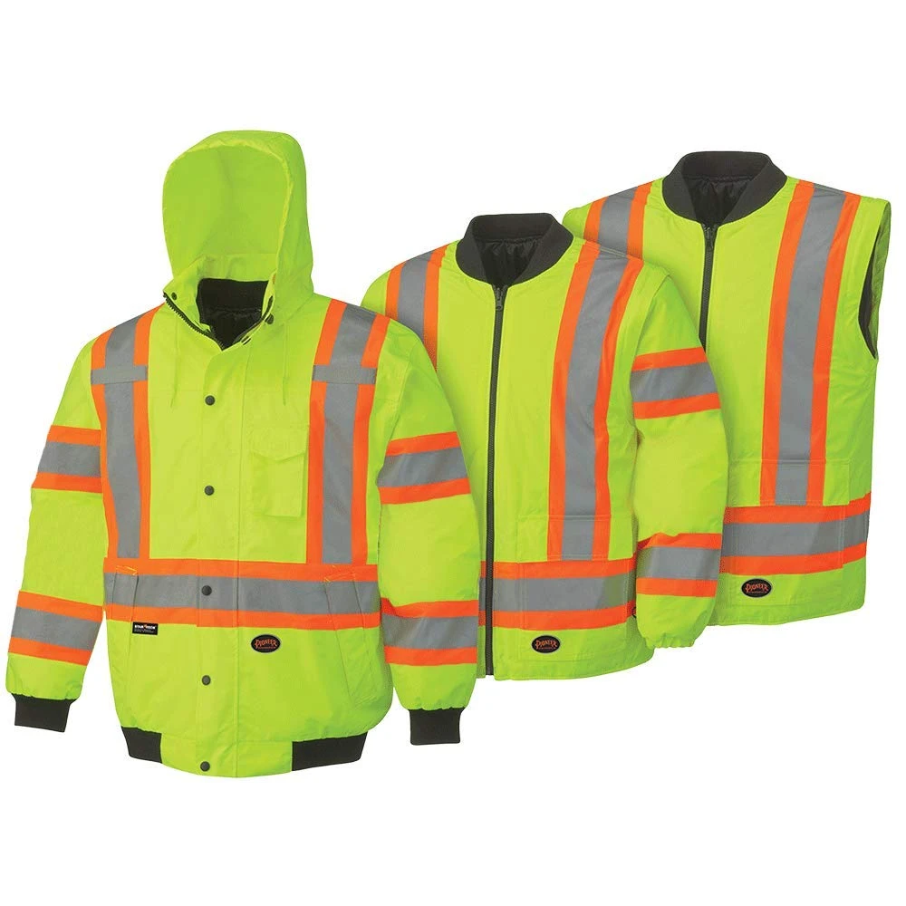 Pioneer Safety High Visibility 300D 6-in-1 Bomber Jacket Yellow 3XL (V1120360U-3XL)